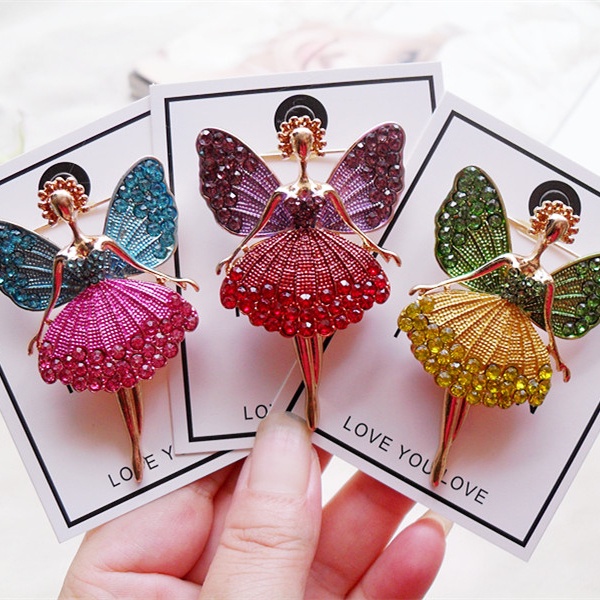 4 Colors Cute Angel Alloy Brooch for Women Girls Enamel Retro ...