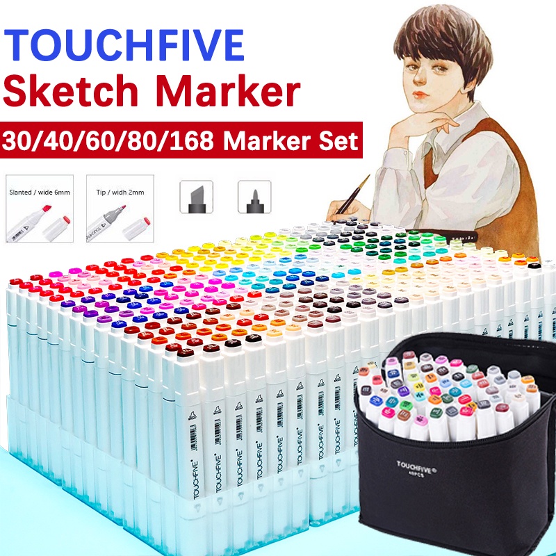 Touchfive 30/60/80/168 Colors Touch five Markers - Colored Pens for Art ...