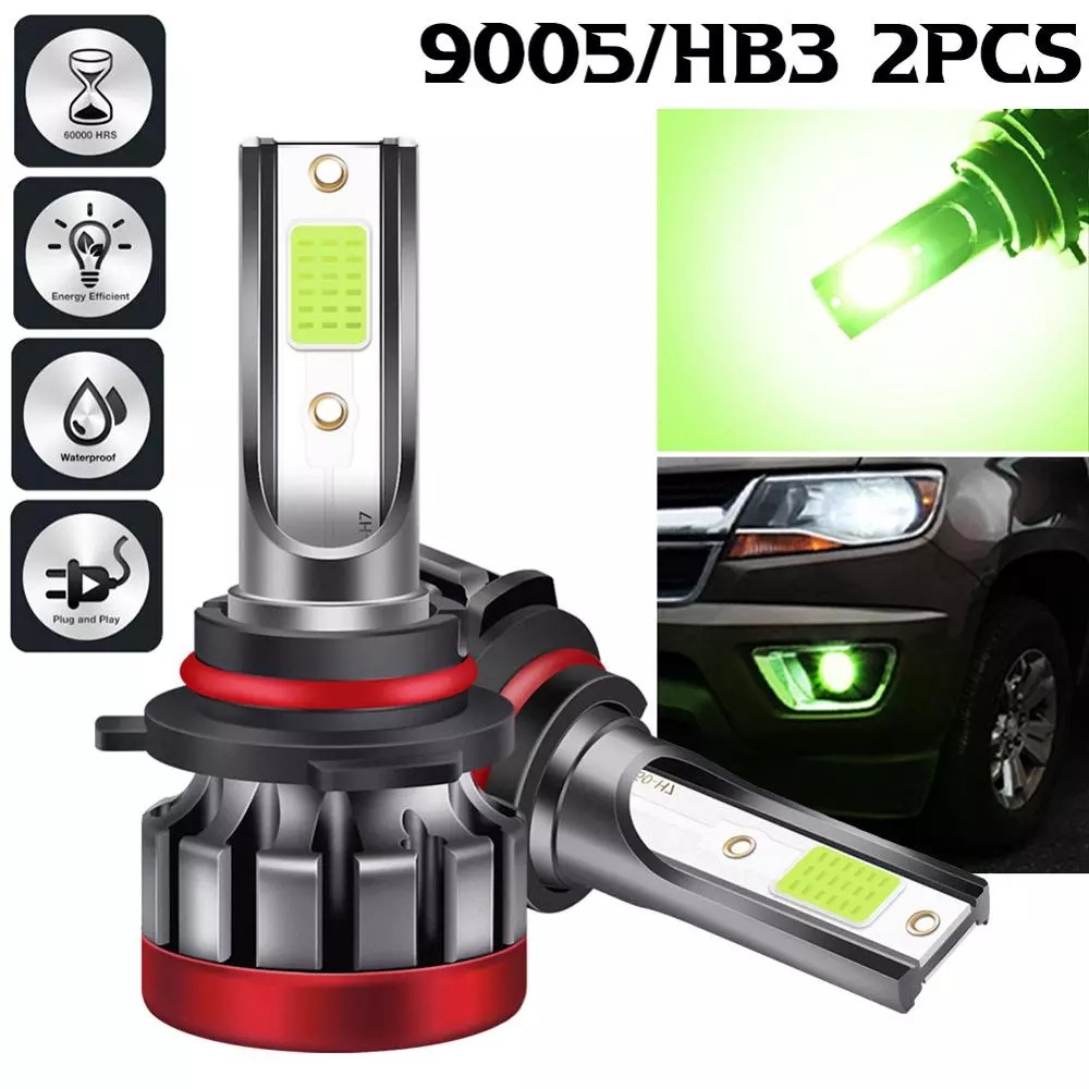 2pcs Lemon Green 9005 HB3 9006 HB4 H11 LED Fog Light Bulbs DRL Car