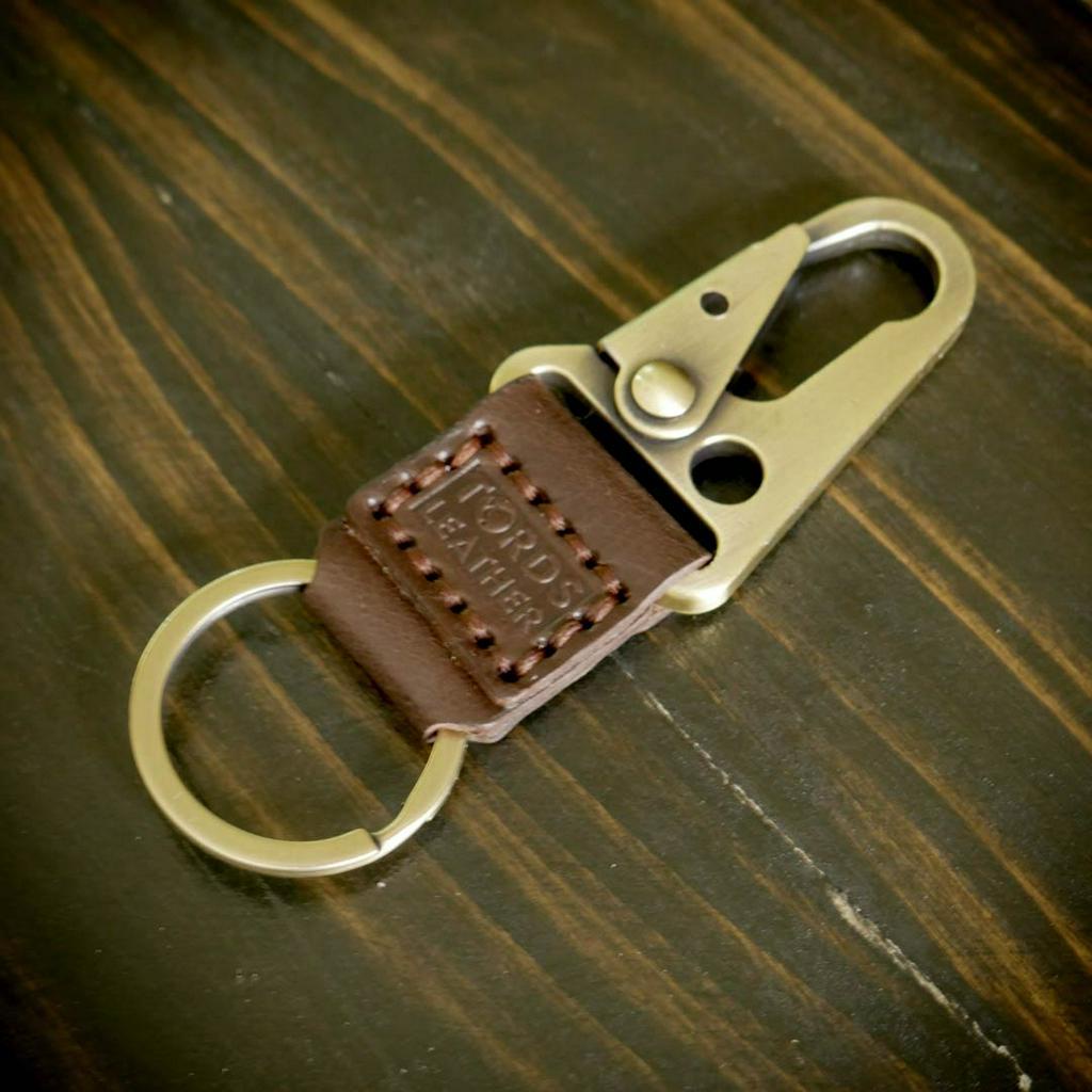 Chocolate Brown Leather Key Holder/ Chain Brass Hook (Vegetable Tanned ...