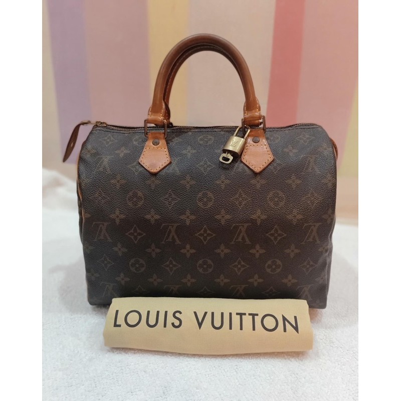 AUTHENTIC Louis Vuitton Speedy 30 Vintage Canvas Leather