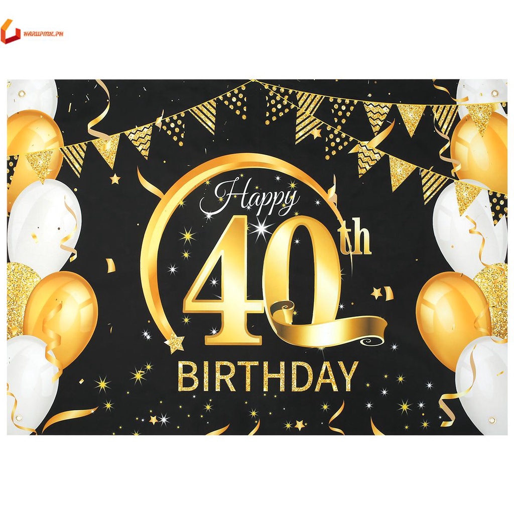 80 x 120CM 30th 40th 50th 60th Large Happy Birthday Banner Black Gold ...