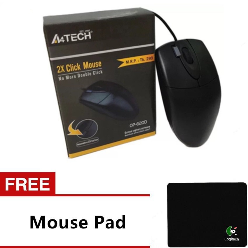 A4TECH 2X Click optical Wired USB mouse with mouse pad Black | Shopee ...
