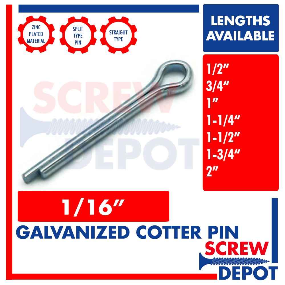 10PCS 1/16 inches Galvanized Cotter Pin / GI Split Pin Screw Depot ...
