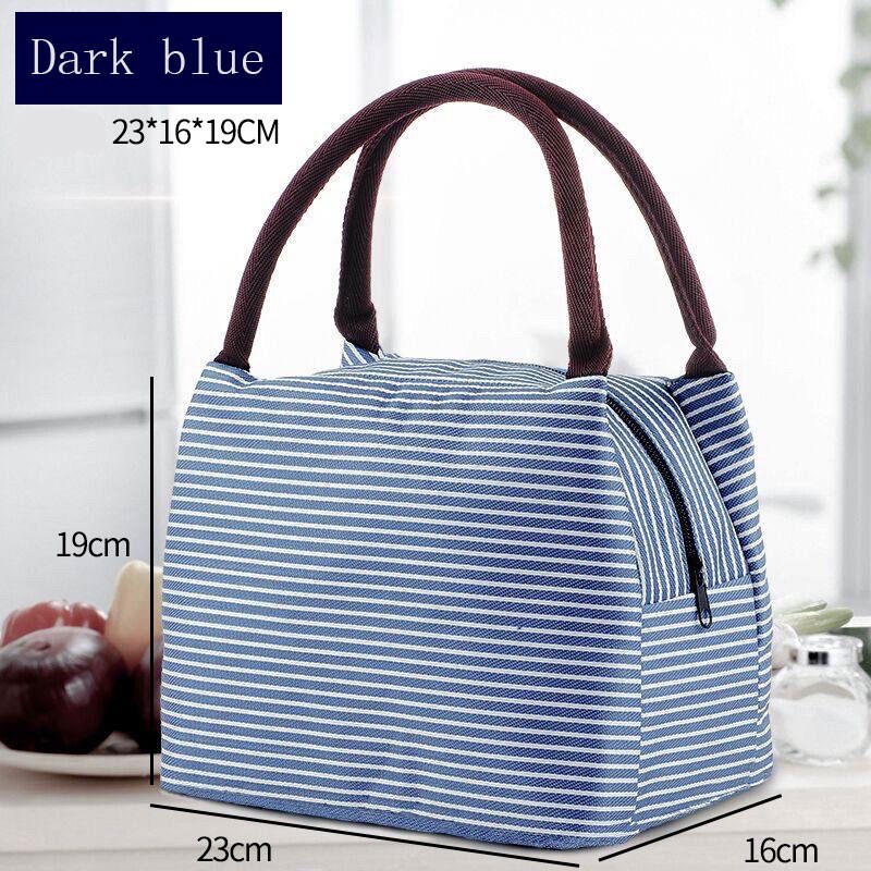 QQ Canvas Stripe Insulated Cooler Bags Thermal Food Picnic Bags Kids ...