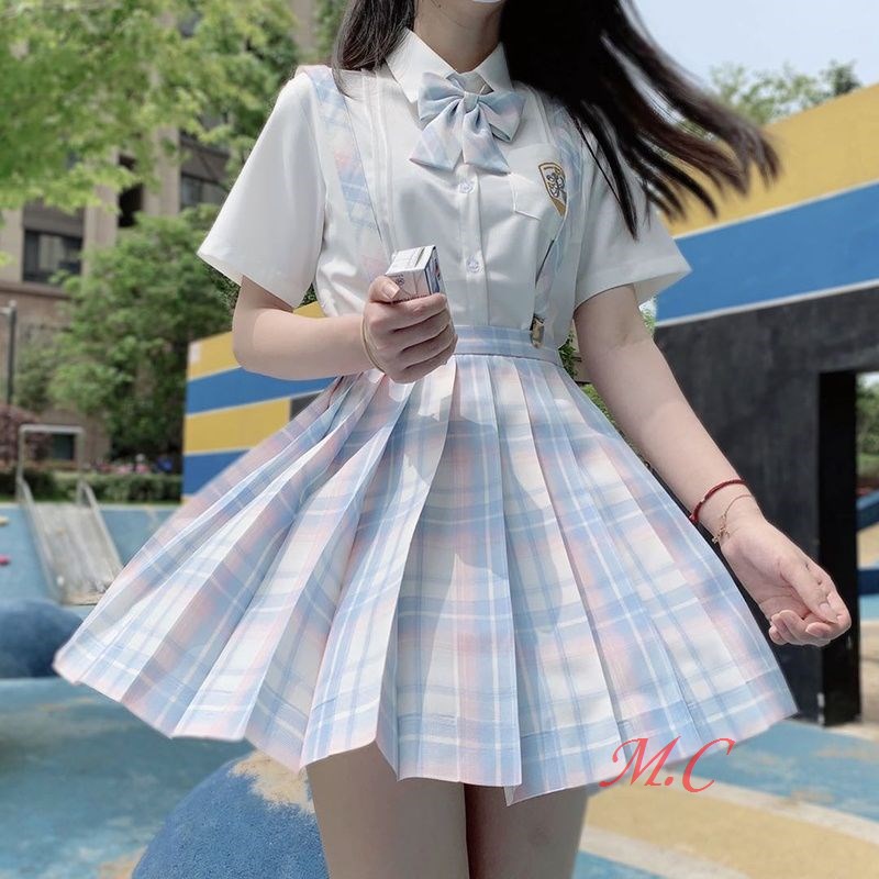 JK Uniform Plaid Skirt Pleated Skirt Women's Japanese Preppy Uniform Skirt JK Plaid Skirt Suit ...