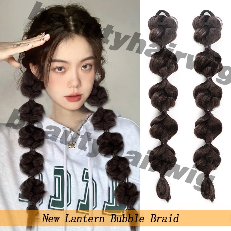  Ponytail Wig Female New Lantern Bubble Braid Cute Twist Braid Ponytail ...