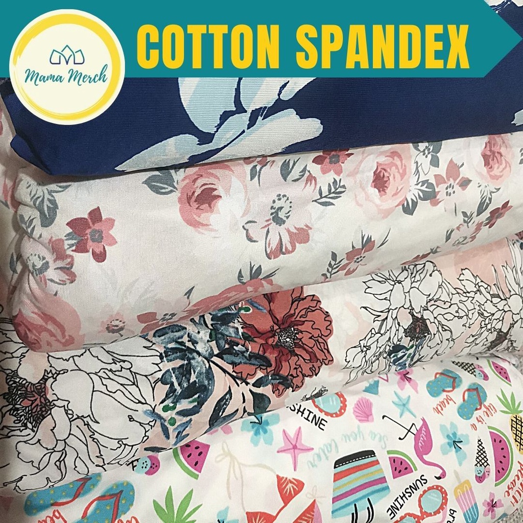 Mama Merch Fabric Cotton Spandex Tela FLORAL PRINT Sold Per Yard 60 ...
