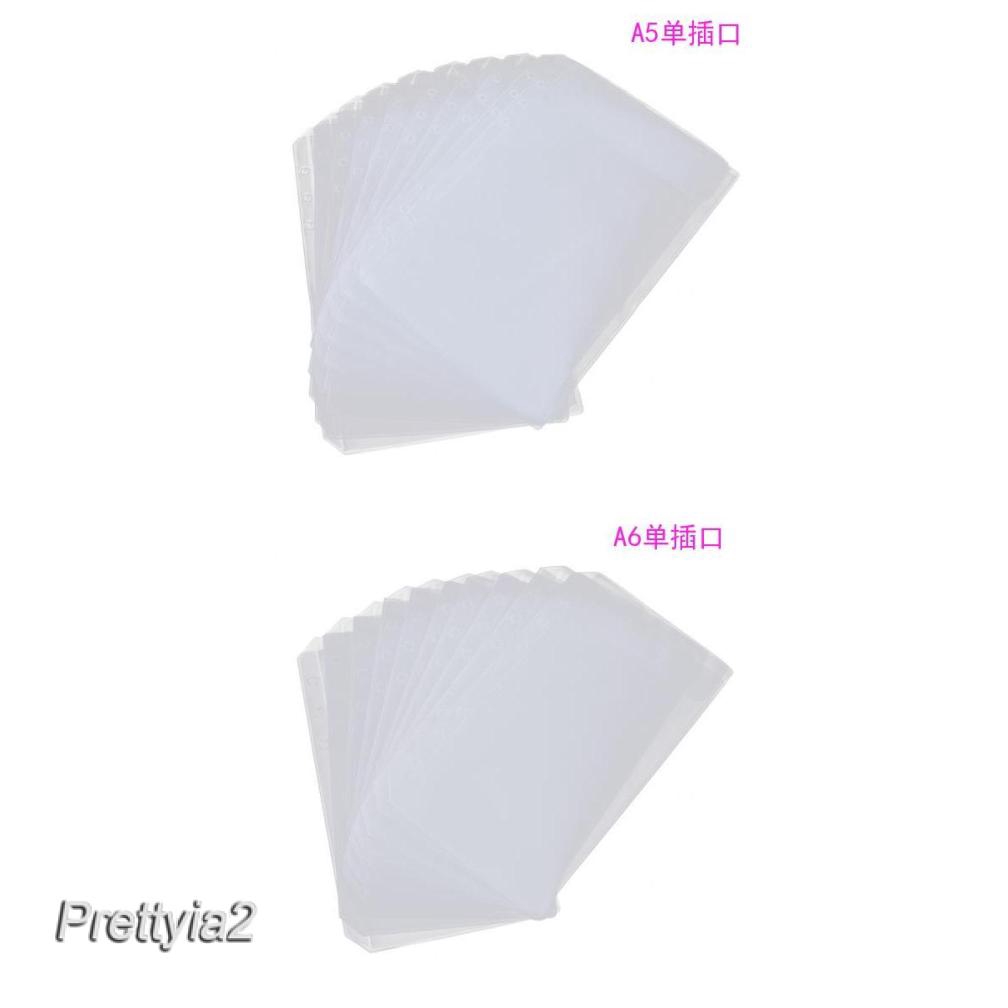 10x Binder Pocket PVC Transparent File A6 Hole Loose Leaf Document ...
