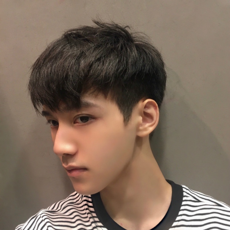 Wig men's short hair slanting bangs texture short straight hair fashion ...