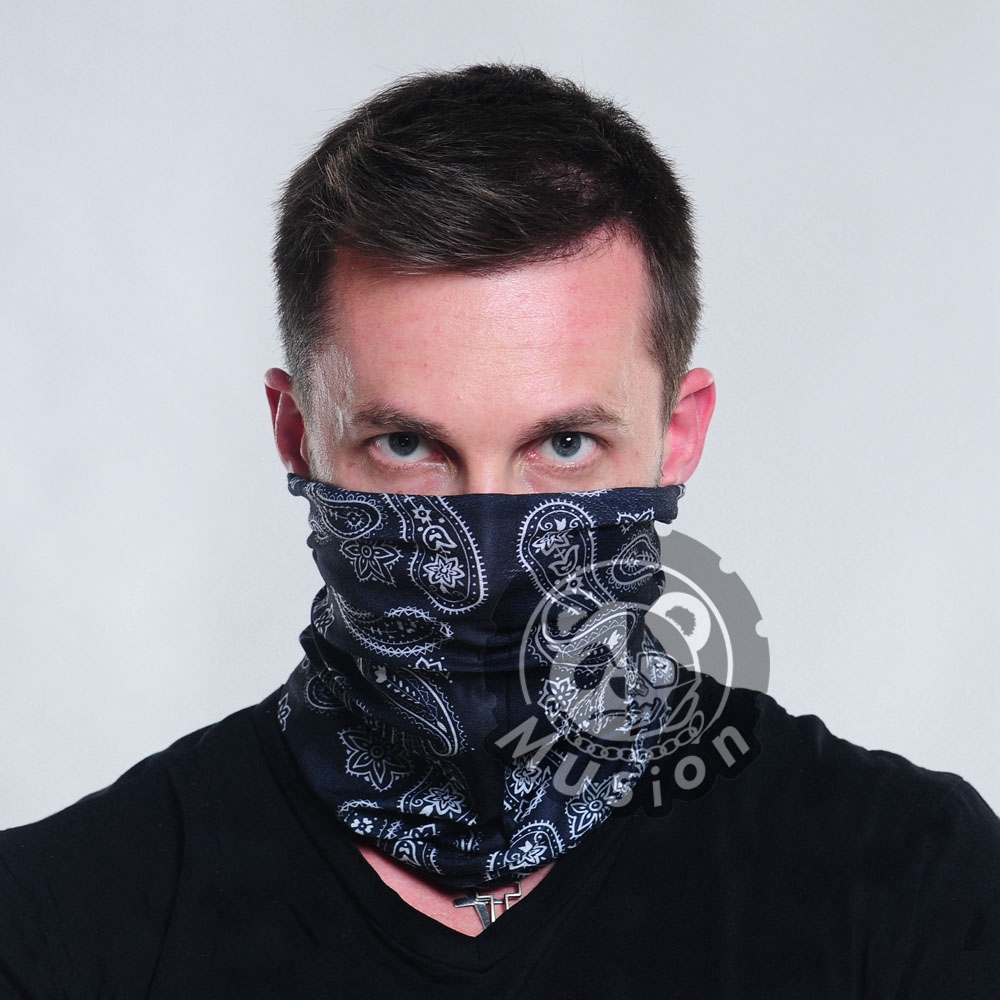 Musion Black Paisley Anti Dust UV Bandana Head Scarf Face Mask ...