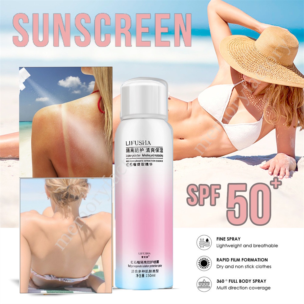 Spf50pomegranate Isolation Sunscreen Spray Whitening Protection Sunscreen Uv Water Resistant 8000