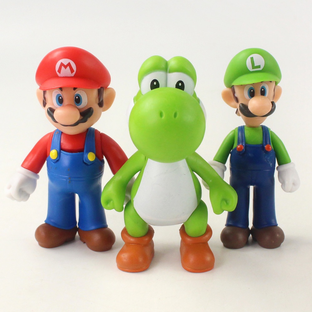 3pcs/Set Super Mario Toys Mario Luigi Figures Go Kart Mario Bros 10cm ...