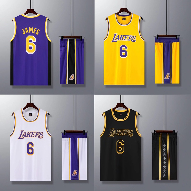 Cosplayshow Lakers Basketball Jersey Number 6 LeBron James Man 2 Pieces Short Sleeve for Adults and Kids 2023