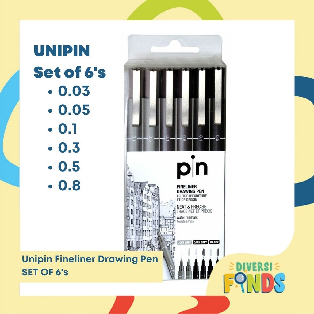 AUTHENTIC! 6 or 12pcs Uni pin Fine Line Drawing Pen BLACK- Water and ...