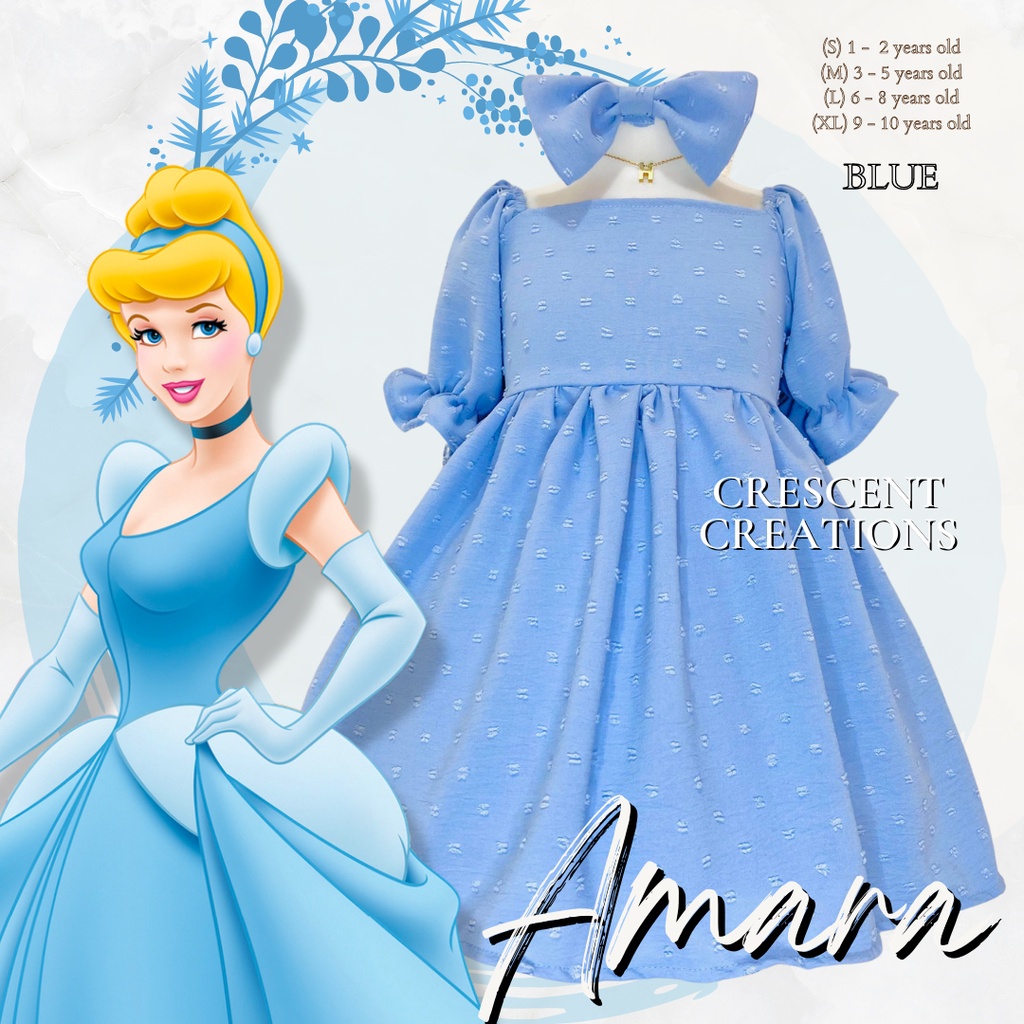 Disney Princess Puffy Puff Dress swiss dot For Girls OOTD Infant Kids Set  with Ribbon 1-8 years old | Shopee Philippines