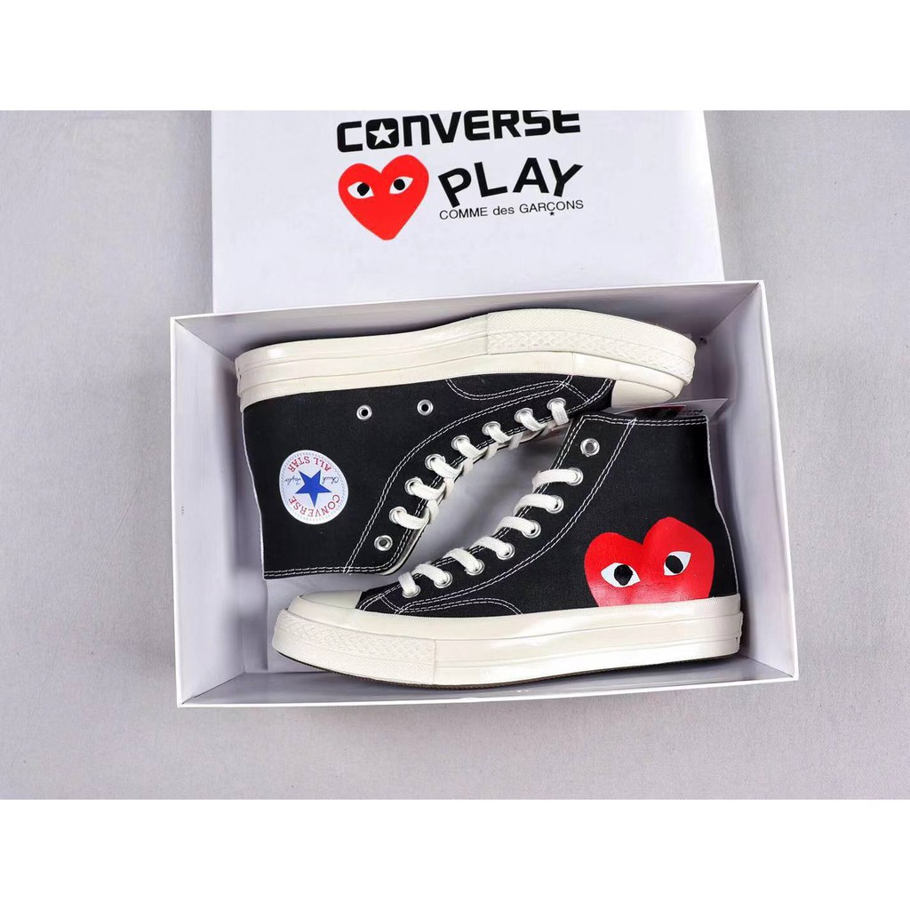 CDG PLAY x Converse Classics Original Authentic Canvas Shoes Shoelace Student Sneaker Rubber Sole Unisex Give away socks Shopee Philippines
