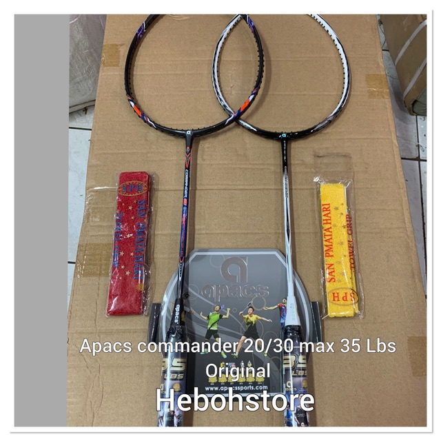 Apacs NEW COMMANDER 20 Badminton Racket / 30 Bonus strong grip 35 LBS ...