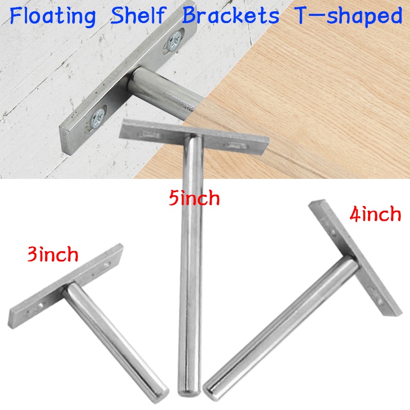 1pcs Shelf Brackets 3/4/5 inch Tshaped Invisible Wallmounted Shelf