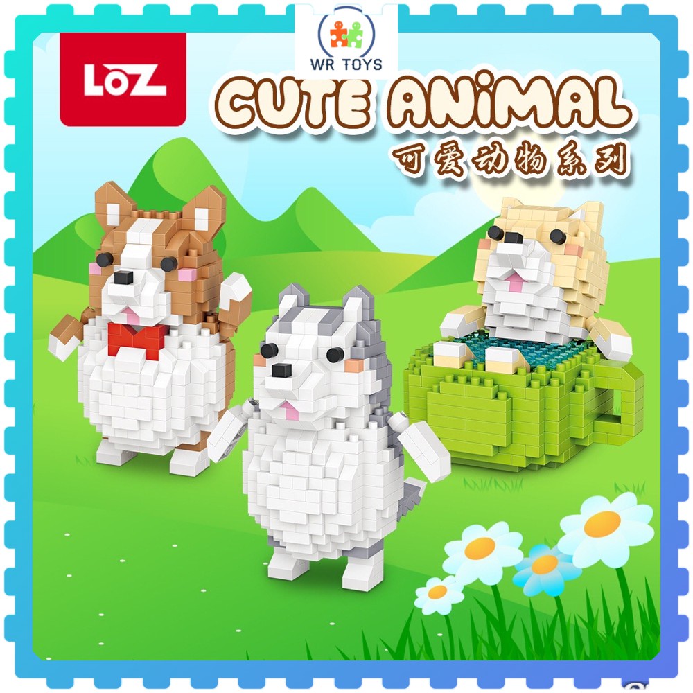 Loz Block Cute Dog Husky / Corgi/ Tea Cup Animal Character Series ...