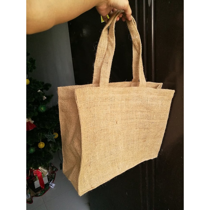 Abaca Jute Tote Bag Plain Burlap Sling Shoulder Linen Jute Bag UNISEX