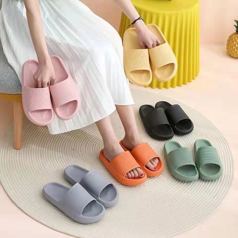 Japanese Muffin Home Thick bottom Slippers Couple Non-slip Silent ...