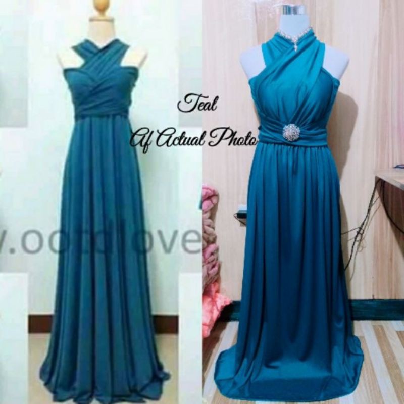 TEAL BLUE INFINITY DRESS WITH ATTACHED TUBE