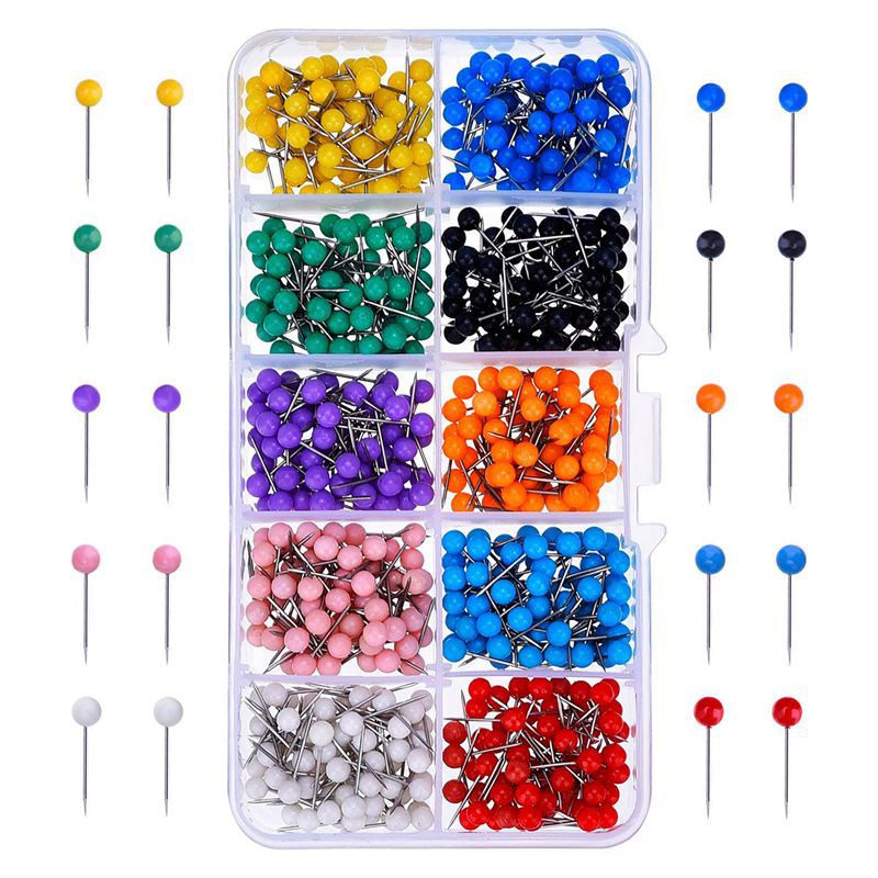 Map Tacks Push Pins Plastic Head with Steel Point, 4mm, 500 Pieces ...