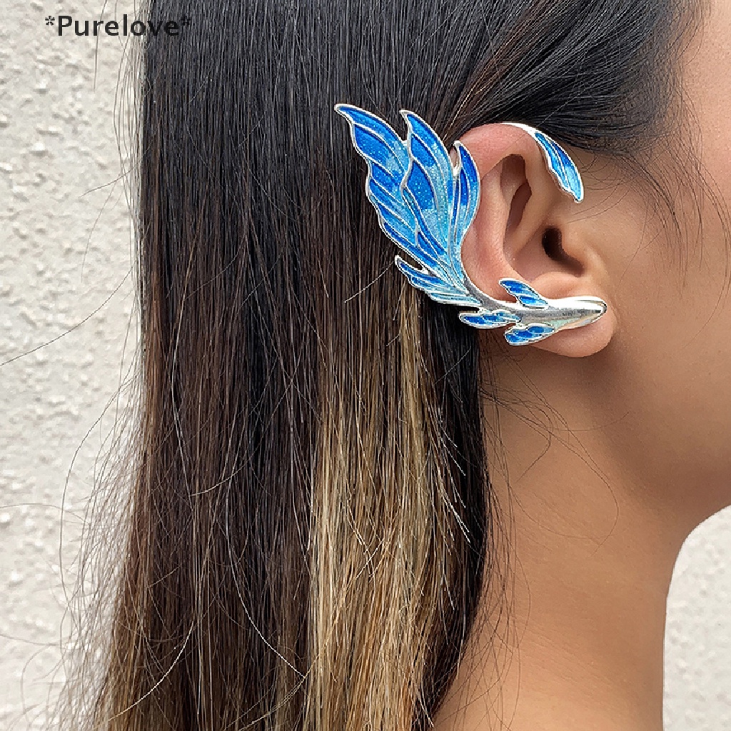 Purelove> Punk Creative Gradient Blue Fish Ear Cuff Clip Earrings for ...