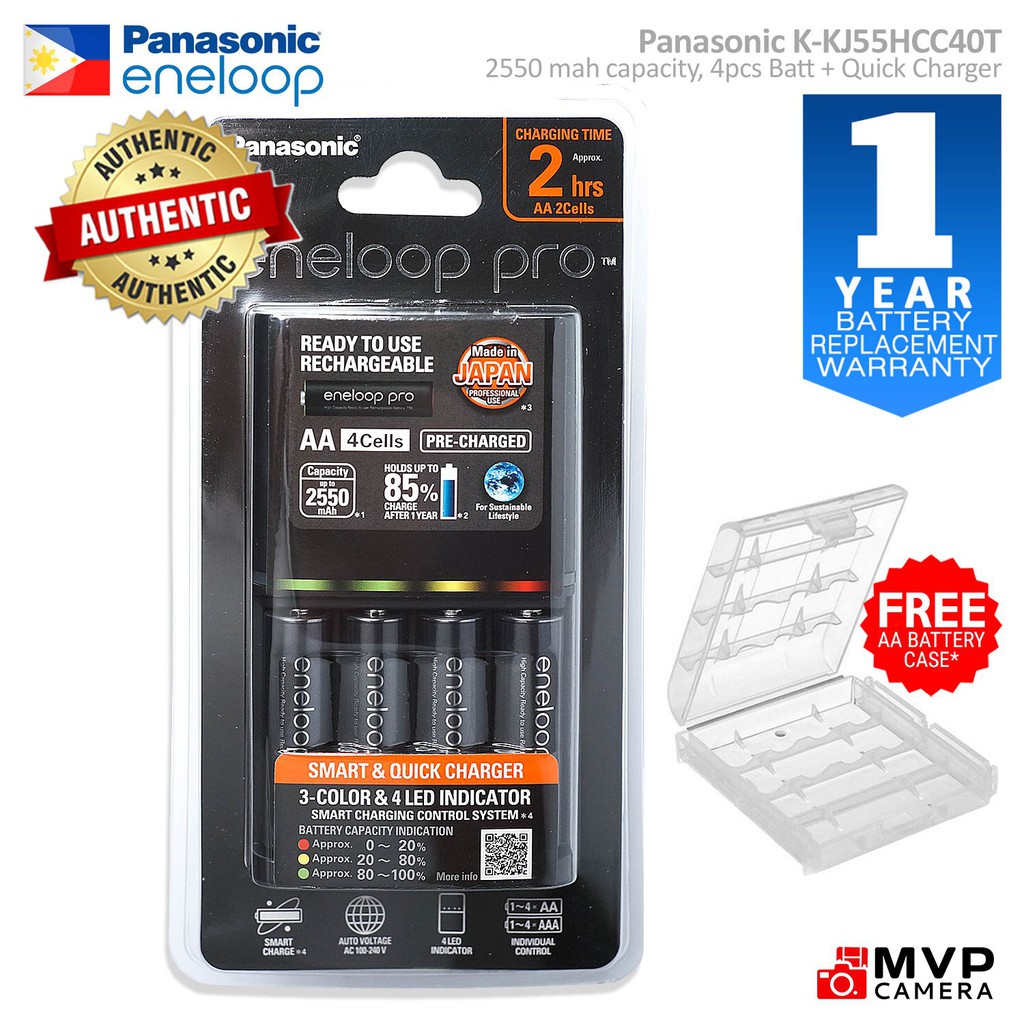 Panasonic eneloop pro Charger, 8 AA and 2 AAA Batteries Kit Black