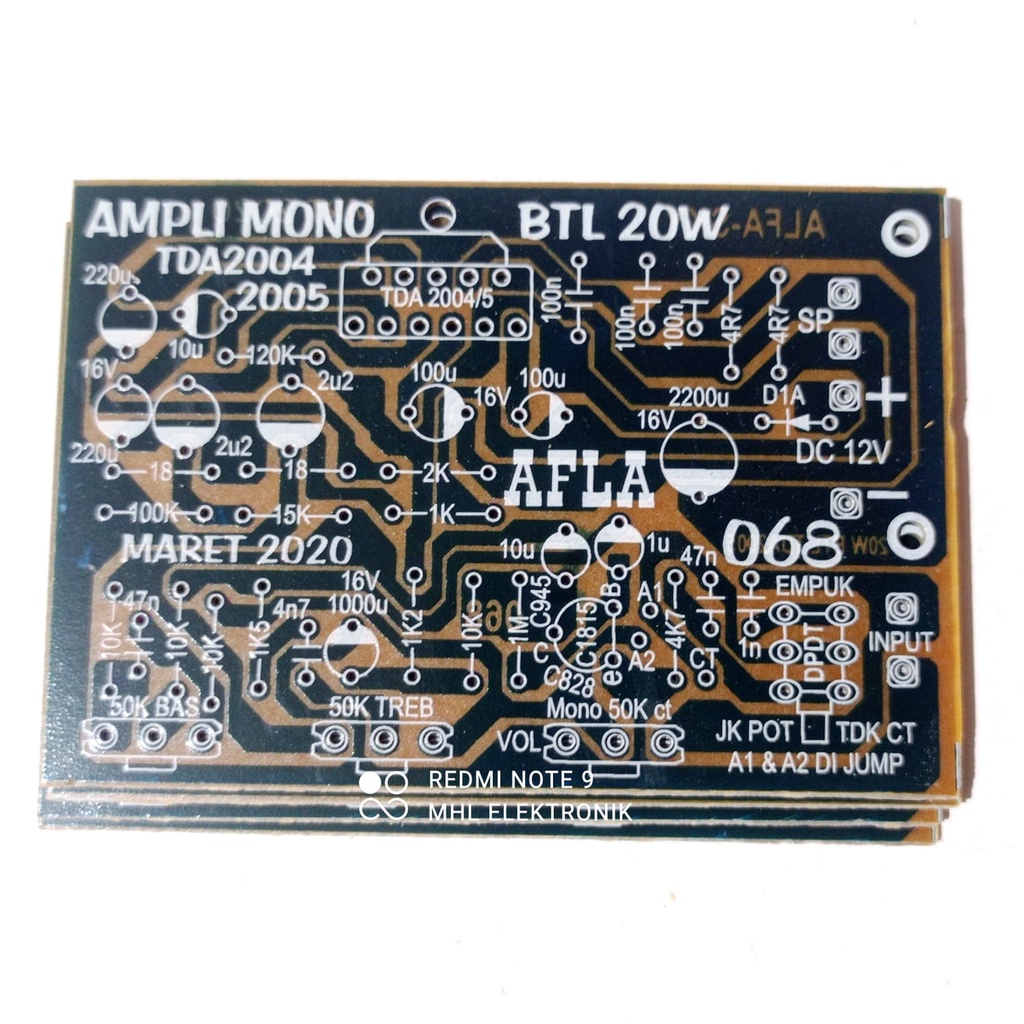 Pcb Power Amplifier Mono 20Watt IC TDA2004 2005 BTL Car Power Plus Tone