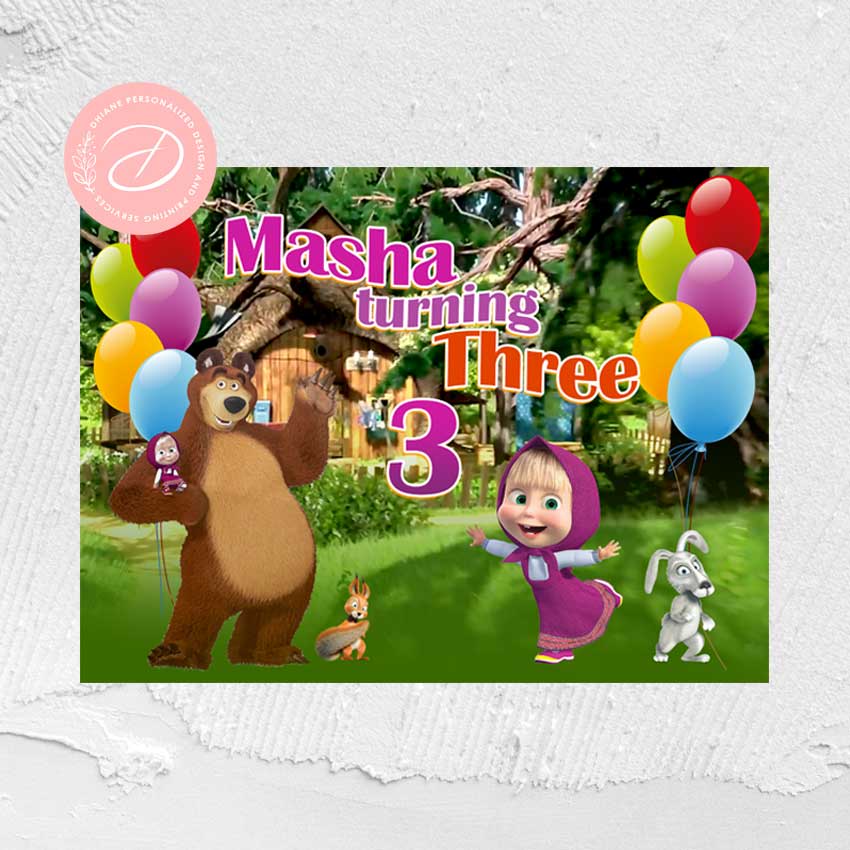 Personalized Birthday Tarpaulin | Masha and the bear | Backdrops ...