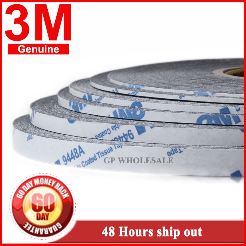 (1mm*50 Meters), Ultra Thin & Slim 3M 9448 Black Double Sided Adhesive