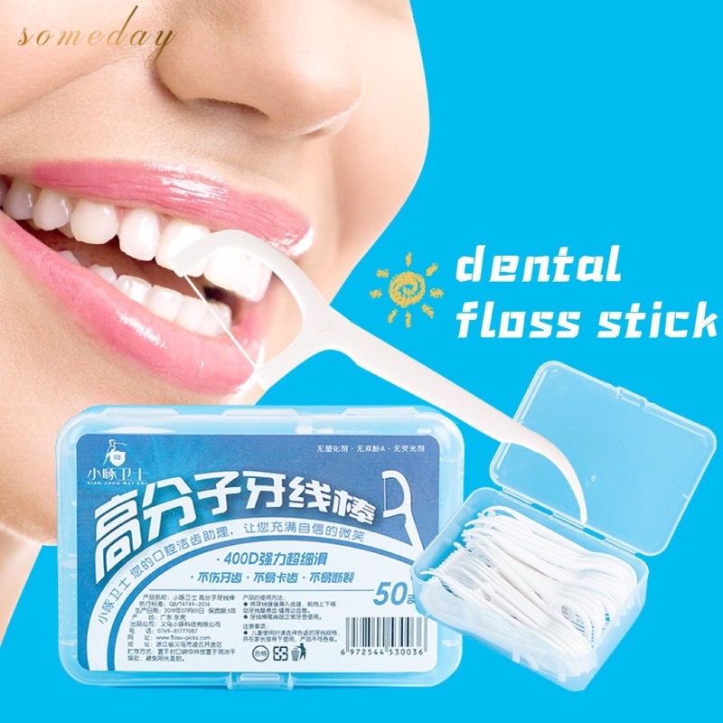 Someday 50pcs/pack Dental Floss Teeth Stick Toot hpicks Floss Pick