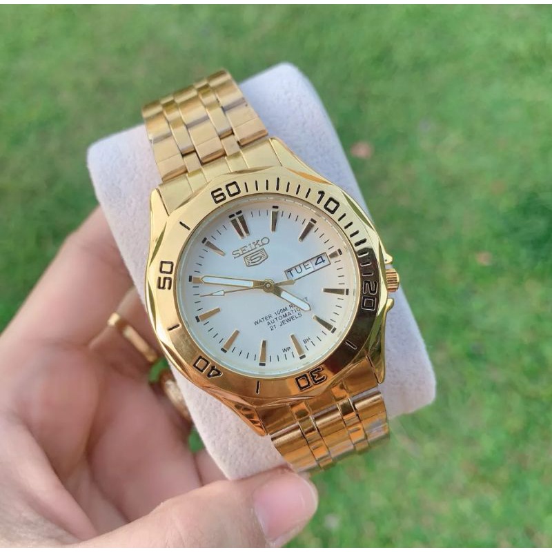 SALE!! Seiko Automatic movement stainless gold plated watch with day n  date., with free seiko box | Shopee Philippines