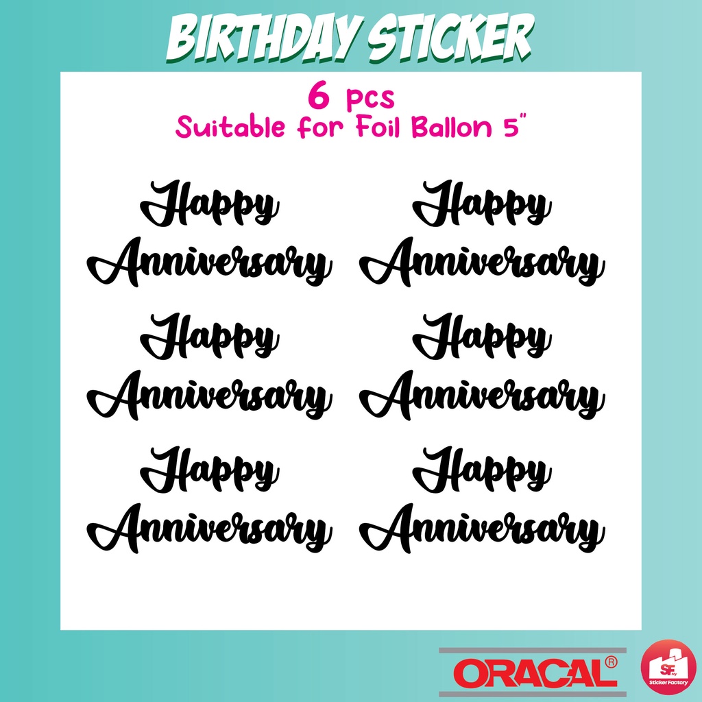 Sticker Belon Happy Anniversary mini 6 PCS/Balloon Sticker Anniversary ...