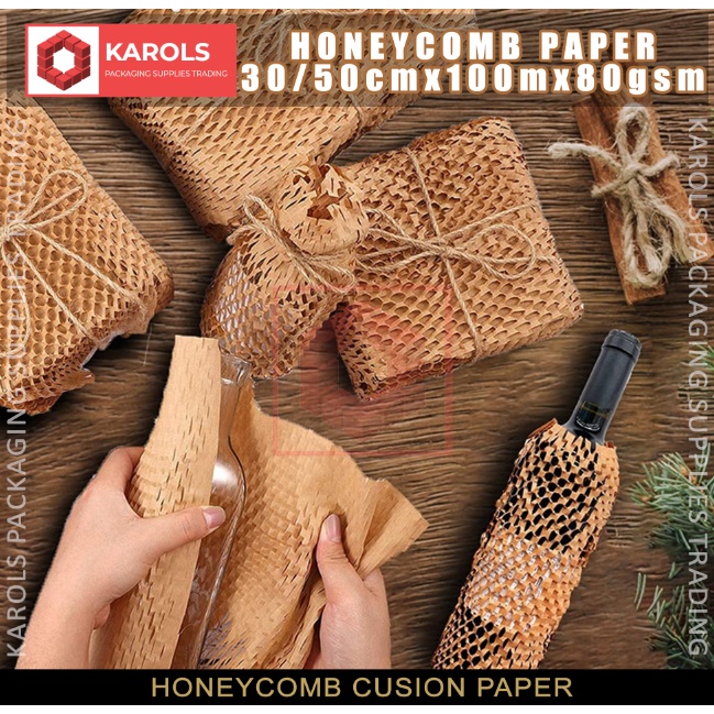 100m/roll KRAFT/WHITE/BLACK/RED Eco-friendly Honeycomb Paper | Shopee ...