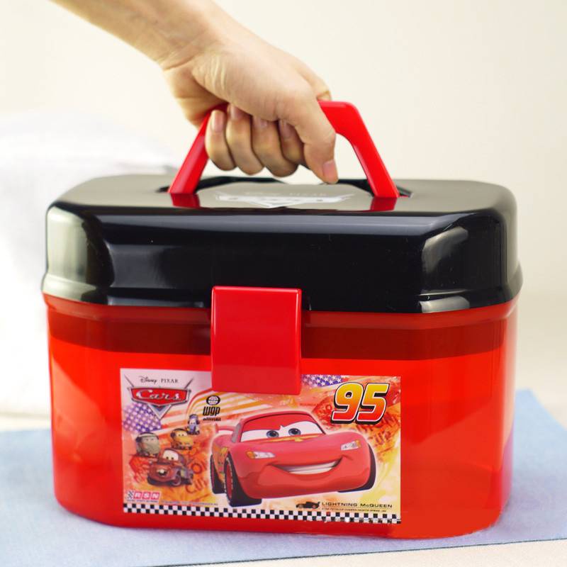 Disney Pixar Cars 2 3 Lightning Mcqueen Double Layer Portable Storage