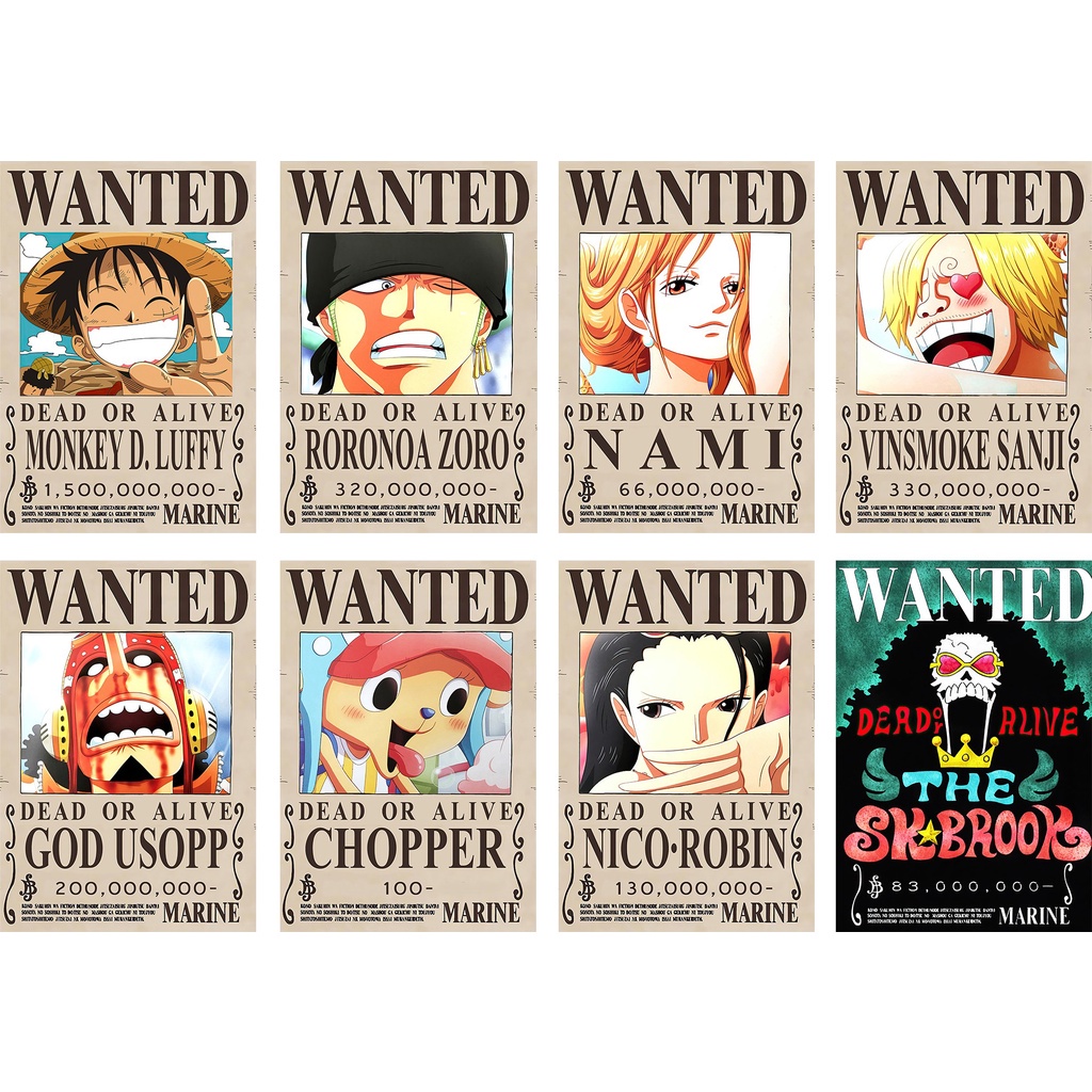 Anime One Piece Wanted Order 24 Sets Wanted Order Poster Wall ...