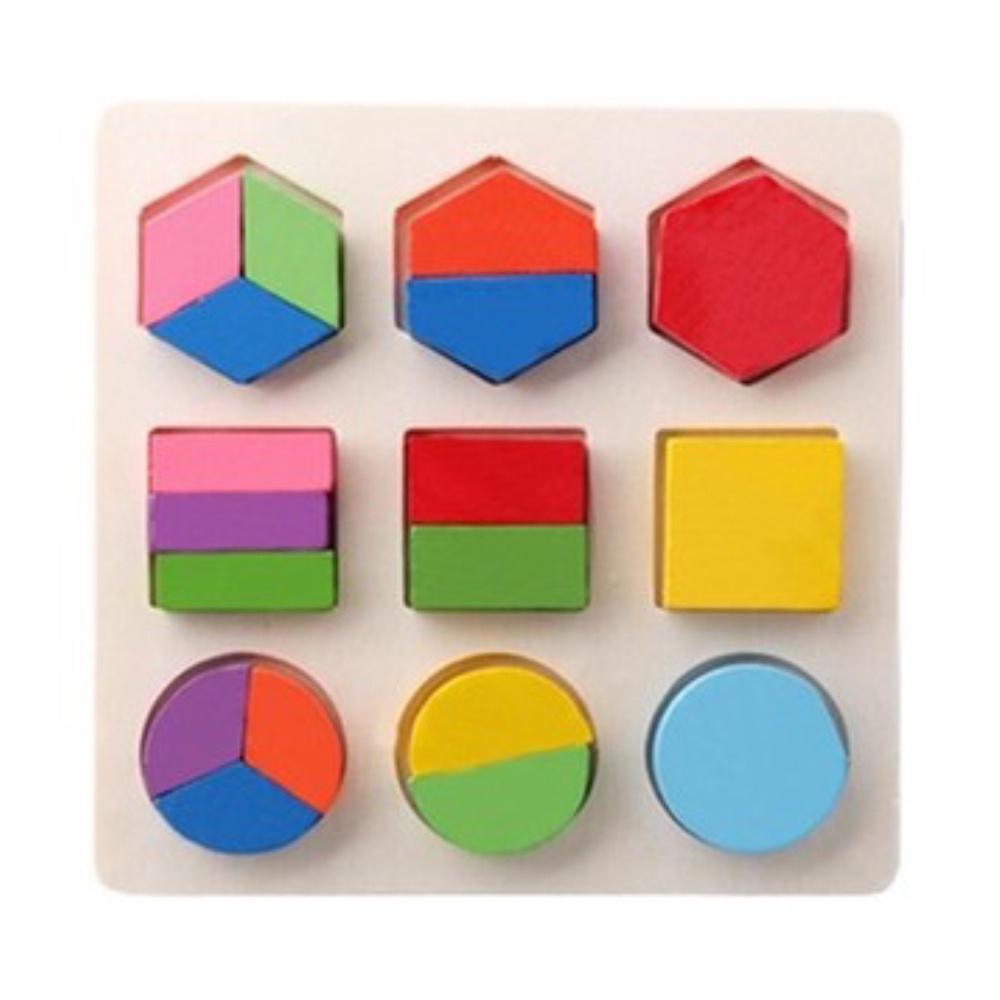 Geometric Wooden Blocks Hole Trays Toys For Child Development Safe