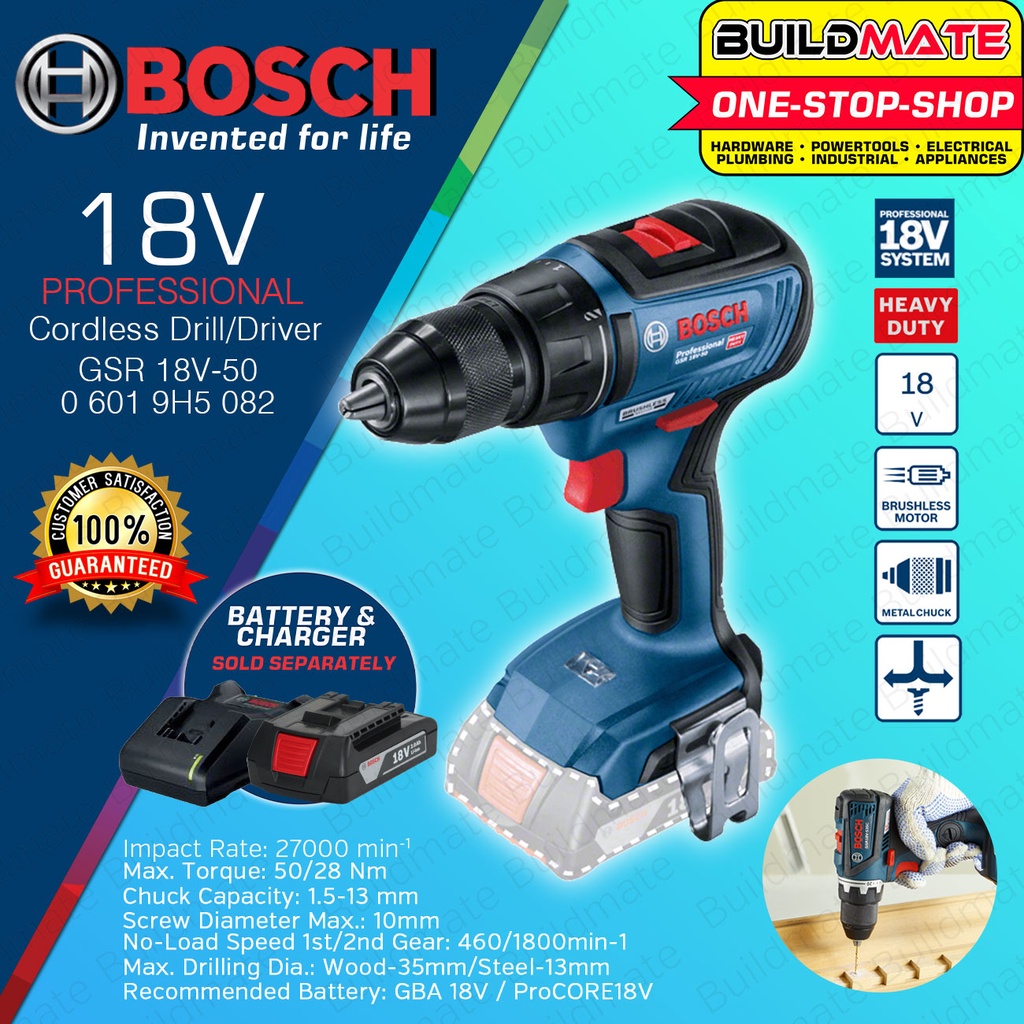 Buildmate x BOSCHLithium Ion Cordless Drill Driver 18V BRUSHLESS MOTOR  Impact Screwdriver Set • BLC