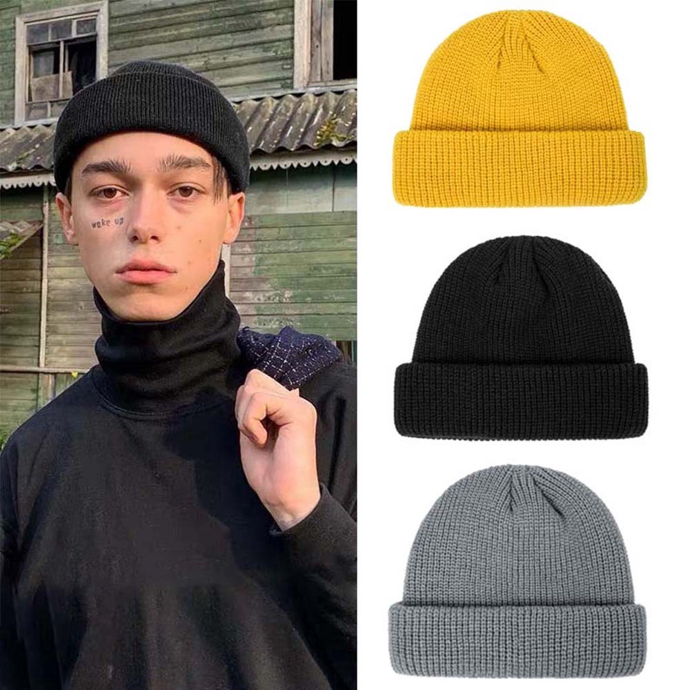 Knitted Beanie#mxm-00000 Unisex Skullcap Docker Fisherman Brimless ...