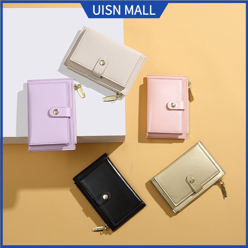 UISN #6054 Card Holder Women Credit Card Case PU Female Zipper Mini ...