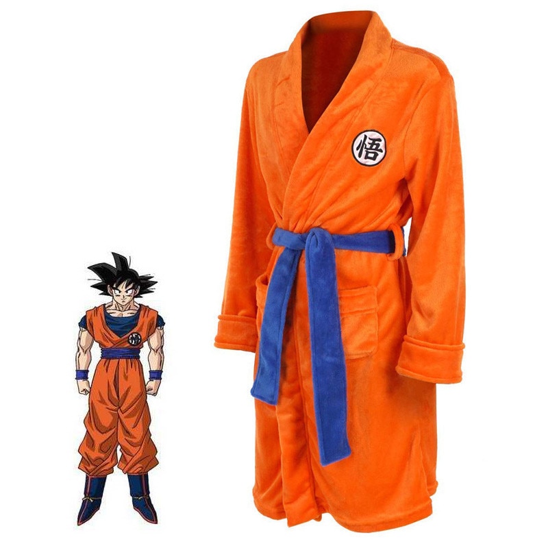 Autumn Winter Adult Kid Anime Dragon Flannel Bathrobe Goku Kimono Robe ...