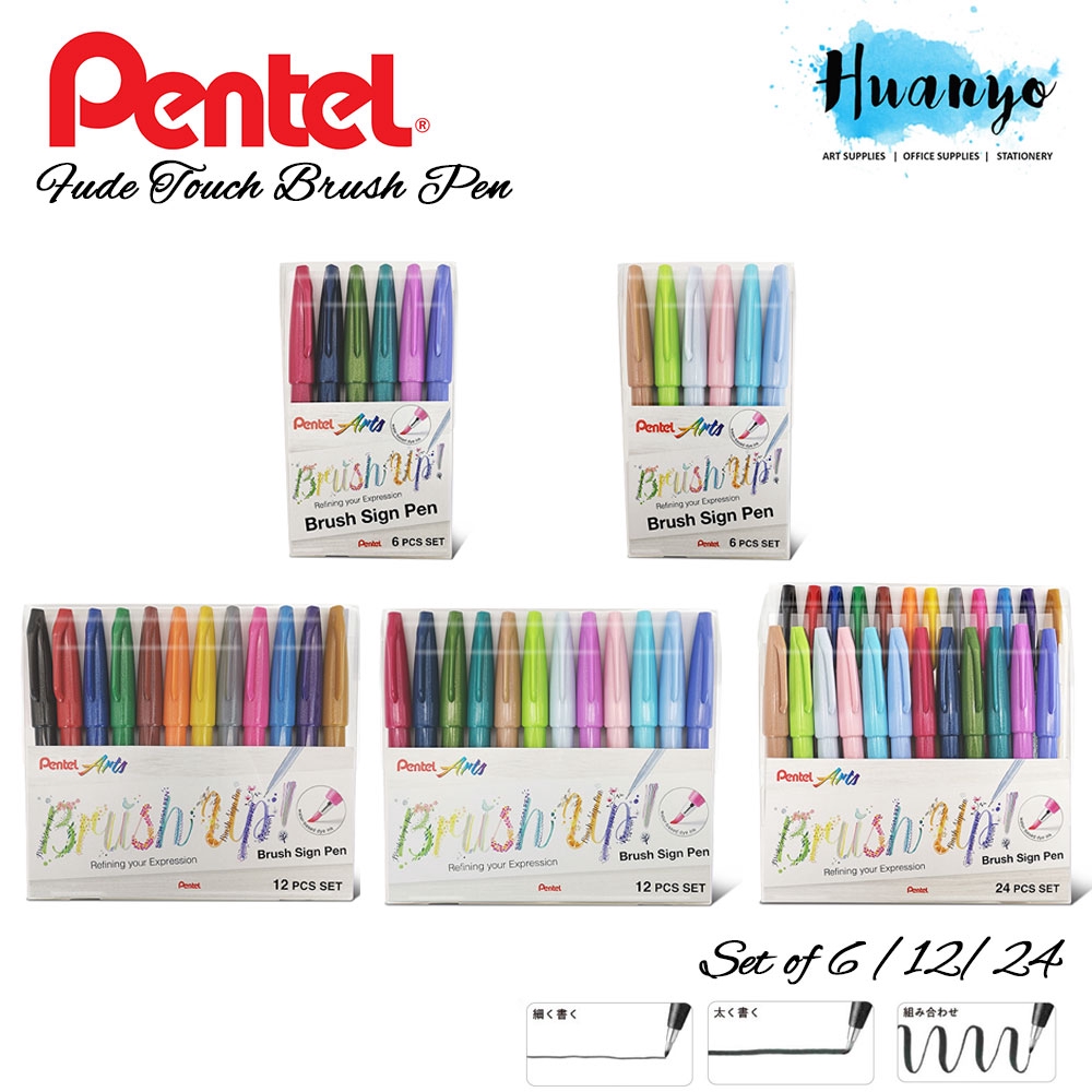 Pentel Sign Pen Brush-Tip Set of 6