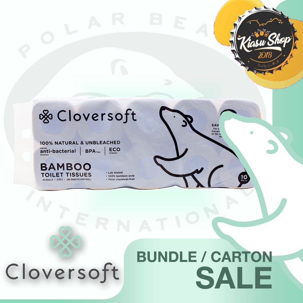 Cloversoft Unbleached Bamboo Toilet Tissues, 2 Ply, 220 Sheets (10 ...