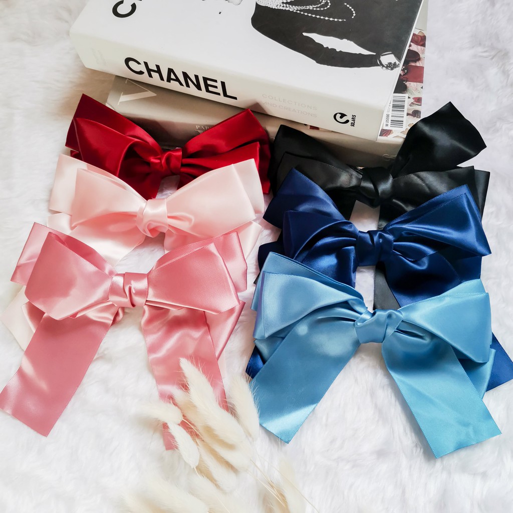 SATIN Korean elegant ribbon clip Long/Short Tail | Shopee Philippines
