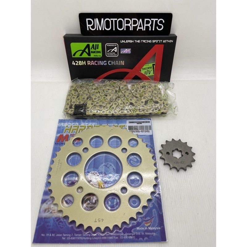 SYM VF3i 185 (Sprocket Set 428 Gold) Spoket Gold +Aji Racing 428 Racing ...