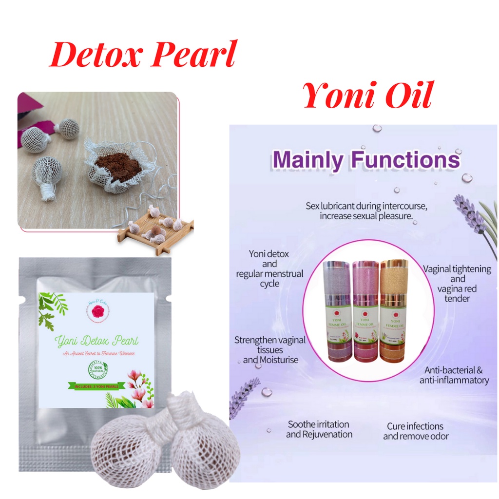 [3pcs Detox Pearl + Yoni Oil] Herbal Tampon Discharge Toxins ...