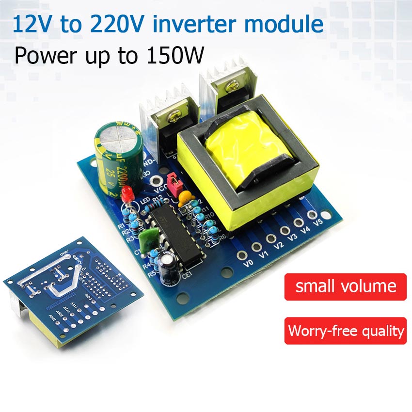 150W Micro Inverter DC 12V To AC 220V Booster Board Module Transformer ...